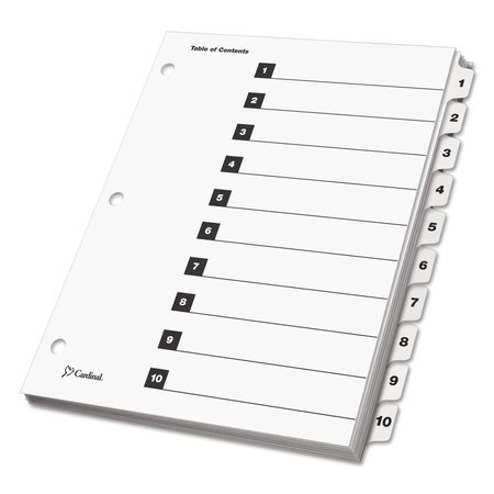 Cardinal Table of Contents Index 8-1/2 x 11", White, PK10 61013